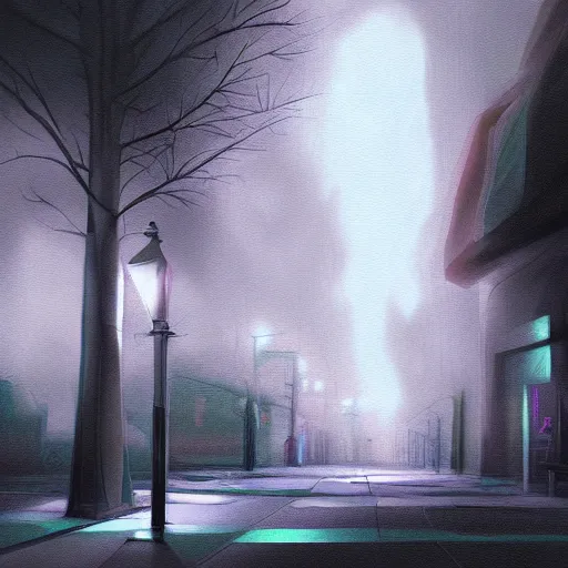 Prompt: biomorph streetscape volumetric lighting creepy atmosphere, digital paintin