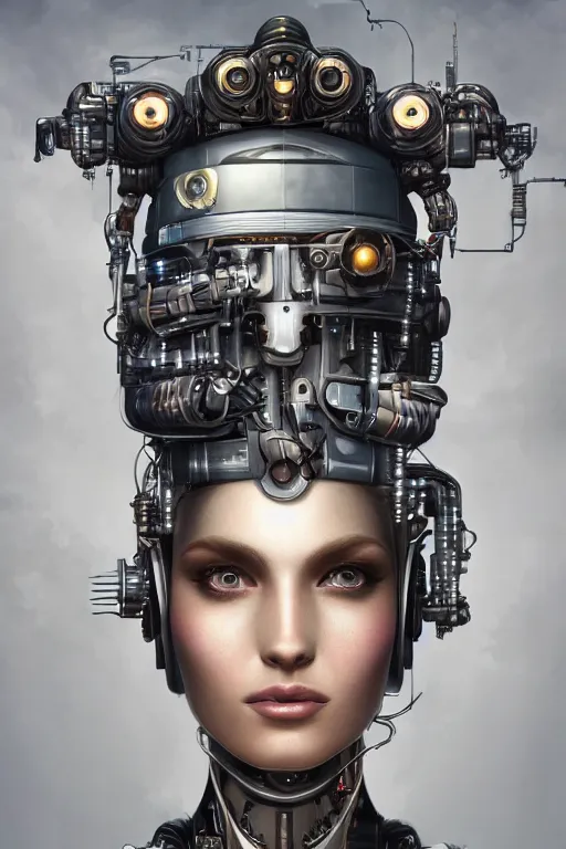 Prompt: a beautiful ultra detailed fine art portrait of a futuristic cyborg wearing a graduation hat, by tom bagshaw and anna dittman, studio lighting, golden ratio composition, 3 5 mm lens, cybernetic scifi, deep depth of field, artstation, 8 k