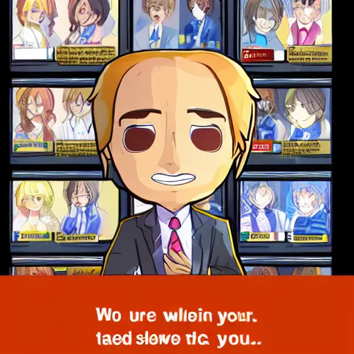 Image similar to screenshot of saul goodman in doki doki literature club