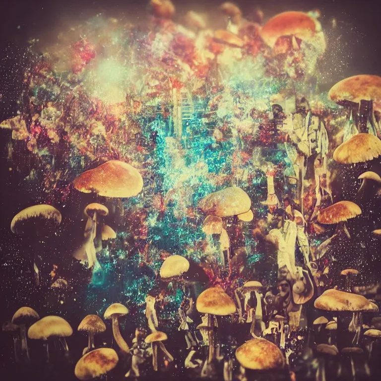 Image similar to double exposure of dally life, symbols of live, explosion, love is the most relevant theme, love is infinity, love is begin of all, 8 k resolution, artistic mode, artistic, trending on instagram, long exposure, love art, serious, fantasy and dreams vibes, mushrooms style and macro style