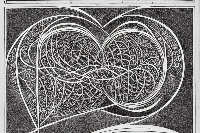 Image similar to an ornate illustration in the styles of mandalas and fractals, the styles of escher and penrose, depicting a weasel staring deep into the heart of the impossible all - and - nothing of the emerging technological singularity ; / what has god wrought? / he seems to be whispering.