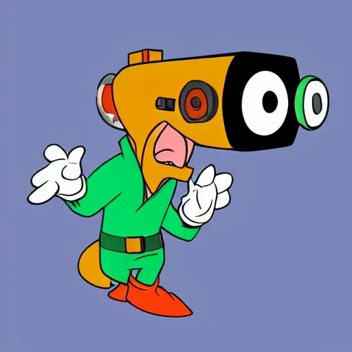 Image similar to “portrait of a cartoon animal, Disney style, pointing a laser gun at the camera”