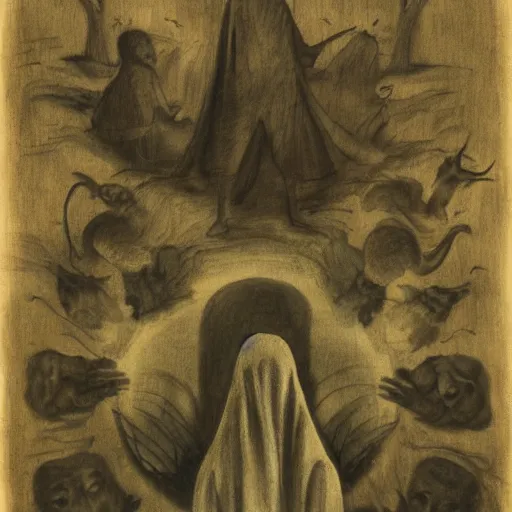 Prompt: ghosts haunting by heirnonymus Bosch