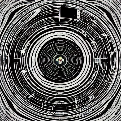 Image similar to art nouveau floor pattern, solar system, scifi inspired, foundation, thin lines, black and white by paul chadeisson