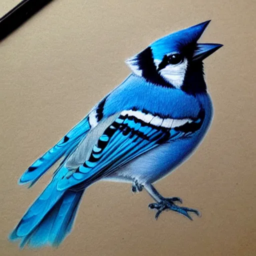 Sketch Of A Blue Jay On A Tree Limb – Carol's Drawing Blog