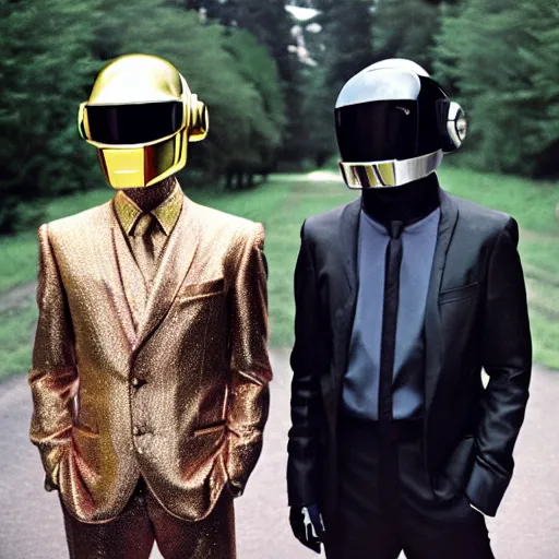 Image similar to An Alec Soth portrait photo of Daft Punk