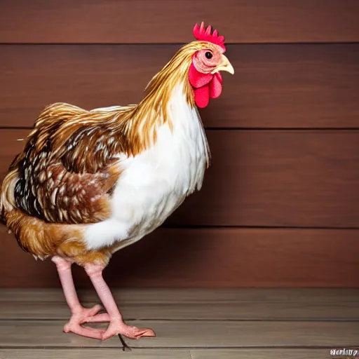 Prompt: a high quality photo of a chicken wearing a suit, 8k, Greg Rutkowsky