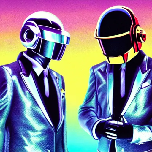 Prompt: daft punk at disney world, photorealistic, high detail