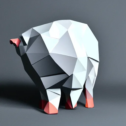 Prompt: a geometric low poly pig, by mark li