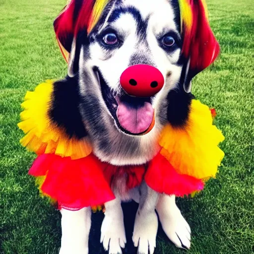 Image similar to photo of a dog clown