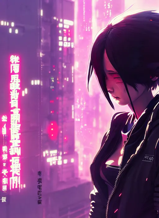 Image similar to cyberpunk anime girl in hoodie, grafity, neonpunk, alita, arcane, fortiche, action, tokyo street, detail, good face, pose model, concept art, in style of yoji shinkawa, pan ren wei, col price, atey ghailan, by greg rutkowski, aesthetic