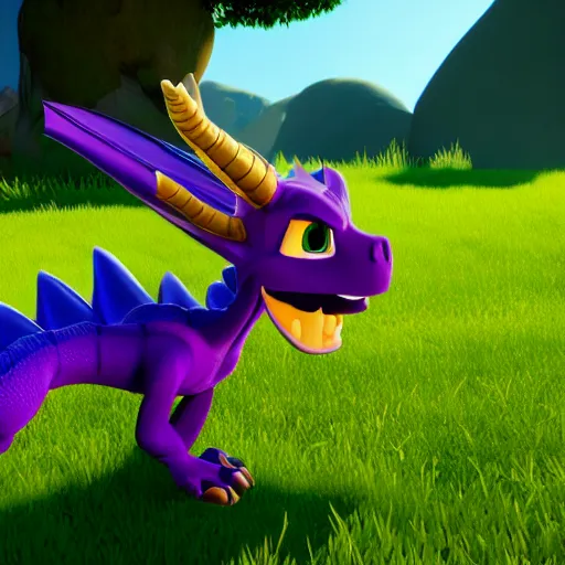 Prompt: Hyperrealistic photo of real life Spyro the Dragon, 4k