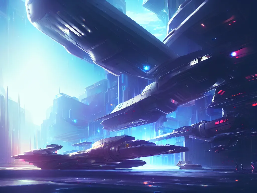 Image similar to spaceship, engineering bay, photo realistic, dynamic lighting, artstation, poster, volumetric lighting, 4 k, award winning, a detailed painting by ross tran hyperdetalized, anime | 2 d game art | official art, smooth, cyberpunk, tech