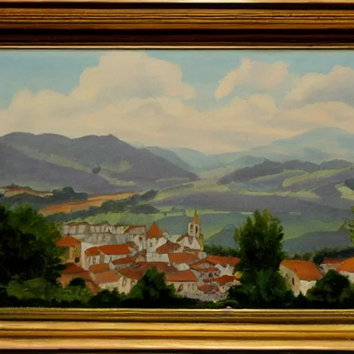 Prompt: old painting of the basque county, france