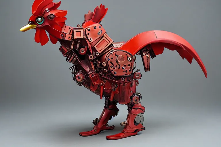 Prompt: heavily armoured mechanical rooster by studio ghibli