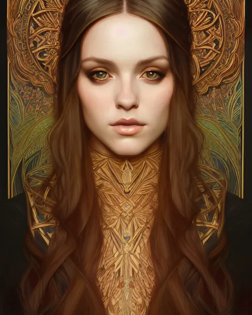 Image similar to symmetry portrait of welsh brunette princess, glam, shadowfire, forest background, intricate, elegant, highly detailed, digital painting, artstation, concept art, smooth, sharp focus, illustration, art by artgerm and greg rutkowski and fra angelico and alphons mucha