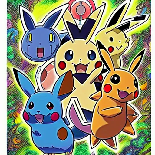 Prompt: pokemon portrait drawn by child, album cover art, conceptual mystery pokemon, intricate detailed painting, illustration sharp detail, manga 1 9 9 0