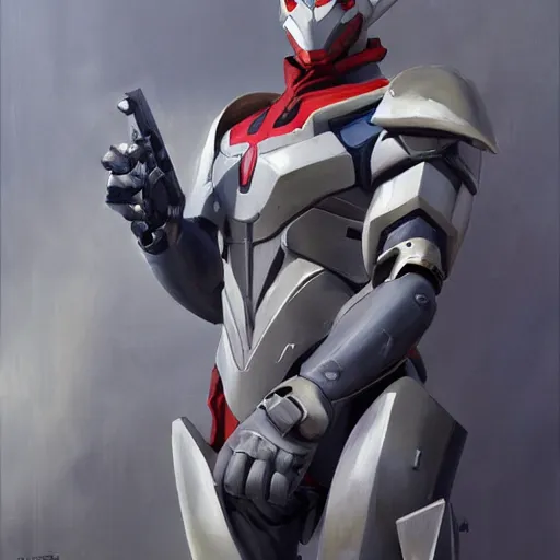 Image similar to greg manchess portrait painting of armored spiderman ultraman grey fox metal gear cyborg hybrid as overwatch character, medium shot, asymmetrical, profile picture, organic painting, sunny day, matte painting, bold shapes, hard edges, street art, trending on artstation, by huang guangjian and gil elvgren and sachin teng