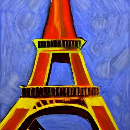 Prompt: a cubist painting of the eiffel tower