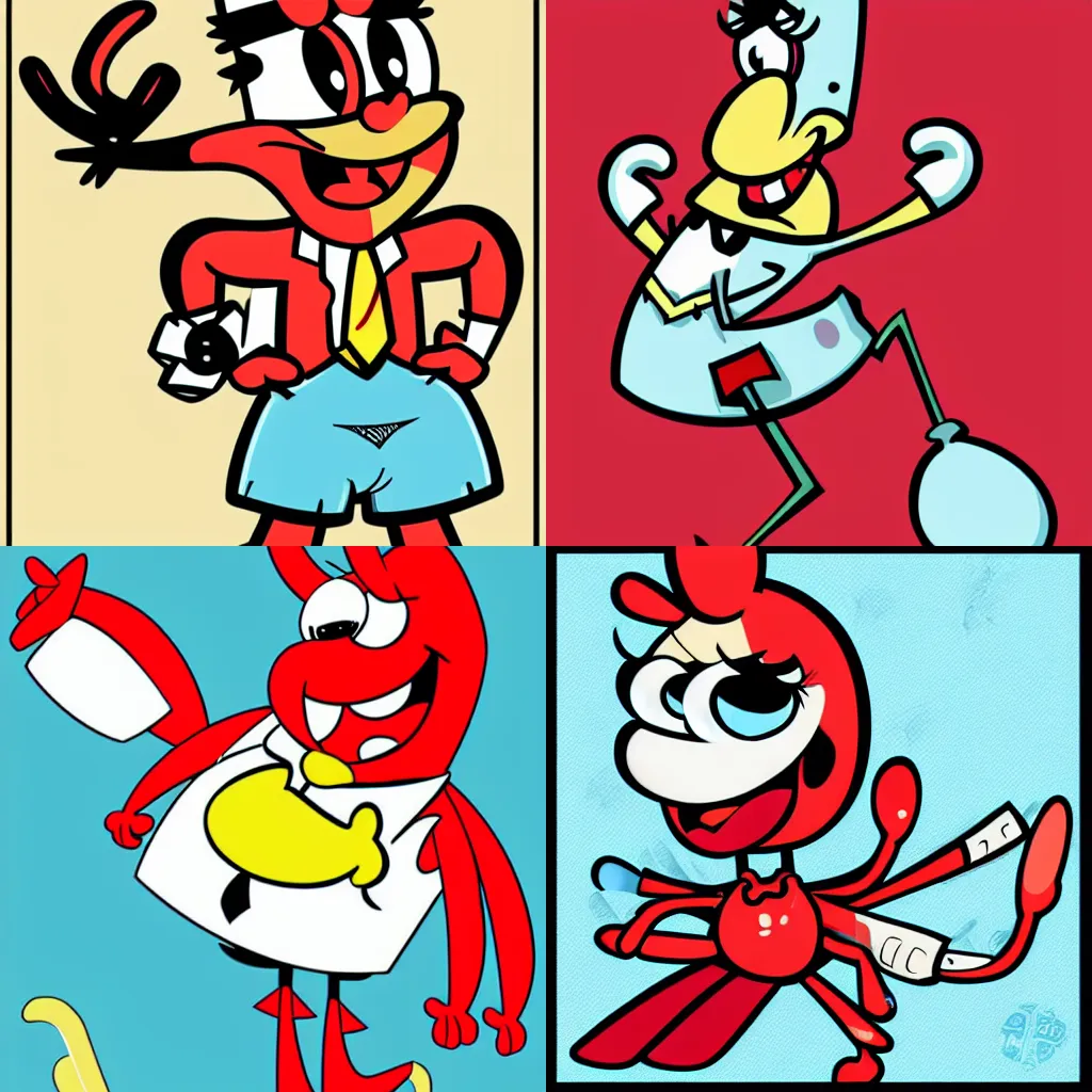 Prompt: pinup style art of mr krabs from spongebob, vector, pixta. jp