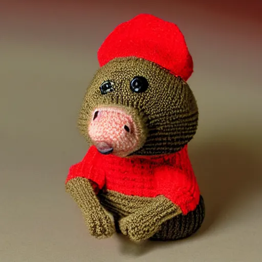 Prompt: nintendo 64 model of a mole rat with colorful knitted cap