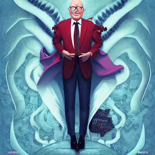 Image similar to lofi Klaus Schwab as a vampire portrait, digital art, Pixar style, by Tristan Eaton Stanley Artgerm and Tom Bagshaw.