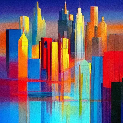 Prompt: abstract colorful painting of a city by Jason Anderson, amazing art, high quality