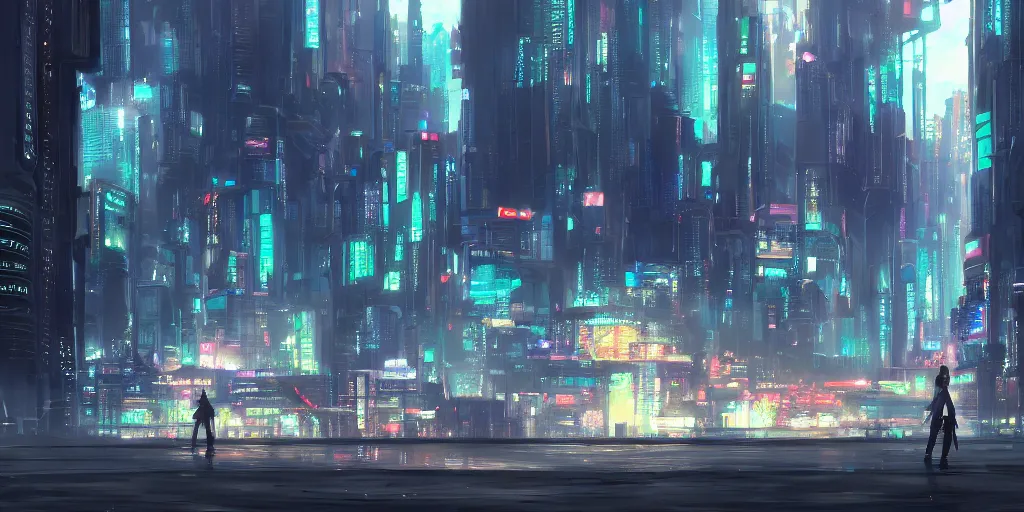 Image similar to a cyberpunk landscape by makoto shinkai, highly detailed digital art, trending on artstation