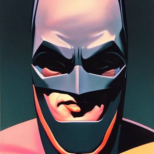 Image similar to portrait of Batman by syd mead and moebius, hyperrealistic, 8k