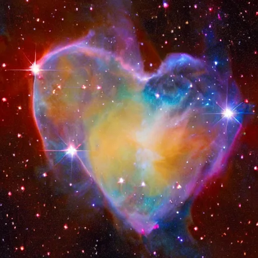 Prompt: a nebula in the shape of a heart, hubble