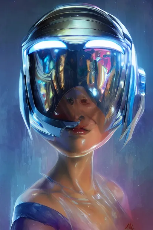 Image similar to Amanda Kwong in a futuristic spacesut highly detailed digital painting artstation concept art by artgerm and greg rutkowsi, holographic helmet, neon highlights