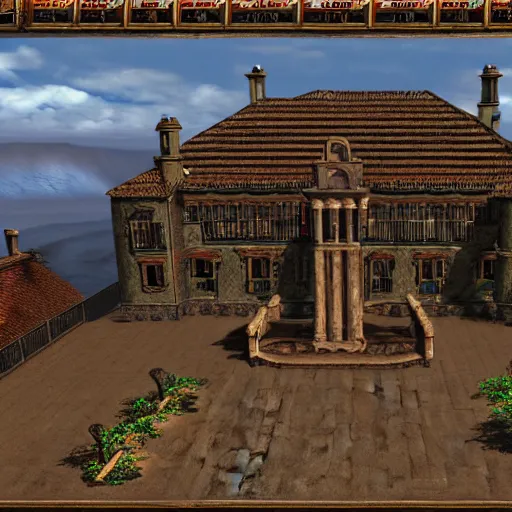 Prompt: a spanish colonial mansion, neverwinter nights screenshot