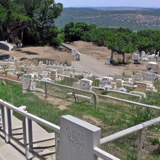 Prompt: A scenic overlook of Billiam's Zoo & Cemetery