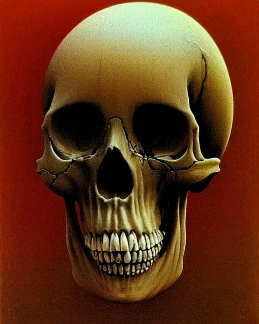 Image similar to portrait of a fleshy veiny skull by zdzislaw beksinski