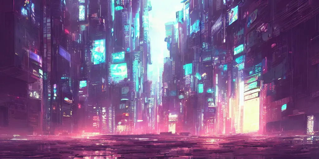 Image similar to a cyberpunk landscape by makoto shinkai, highly detailed digital art, trending on artstation