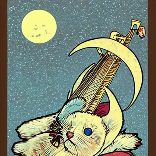 Image similar to baby harp seal, moon rise, illustration, pop art, splash painting, art by geof darrow, ashley wood, alphonse mucha