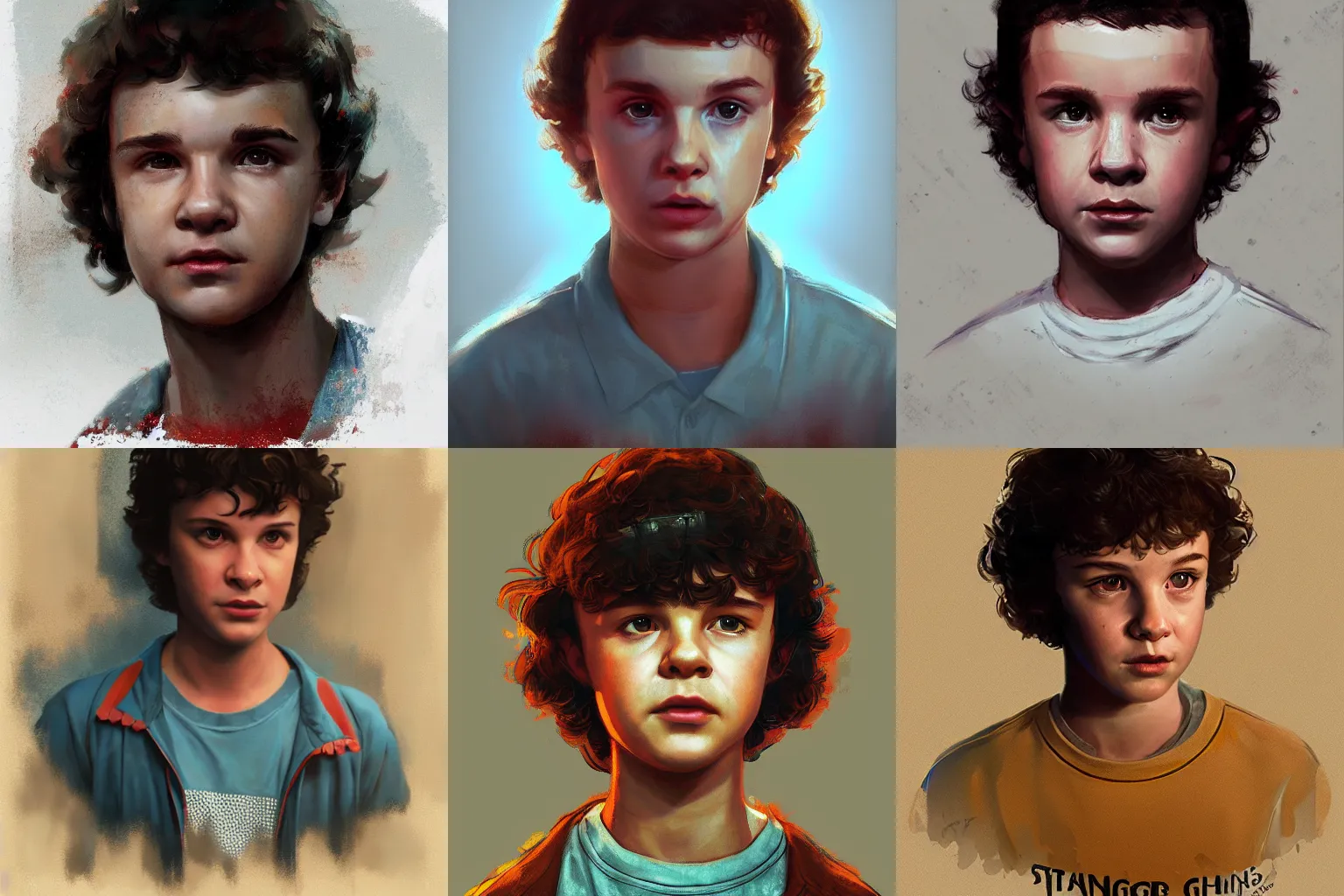 Prompt: dustin from stranger things. Teen. Craig Mullins. Portrait. featured on artstation