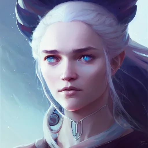 Image similar to a beautiful portrait of a beautiful white sorceress, game of thrones concept art by pete mohrbacher and guweiz and ilya kuvshinov, digital art, highly detailed, intricate, sharp focus, trending on artstation hq, deviantart, unreal engine 5, 4 k uhd image