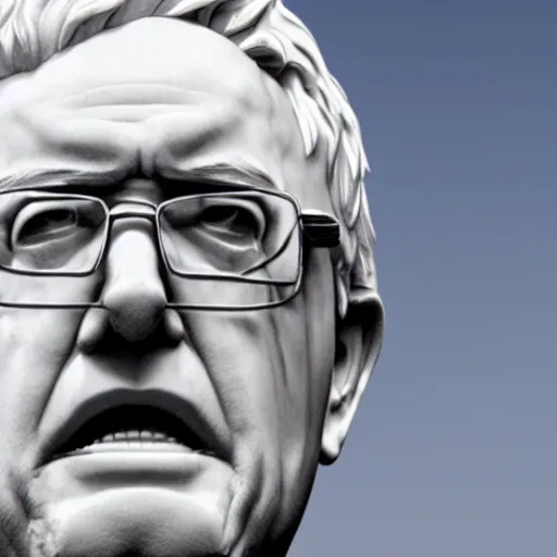 Prompt: realistic marble statue of president bernie sanders, hd 4 k hyper realistic