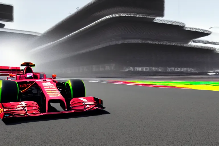 Prompt: Formula 1 race in Rotterdam, digital art, octane render, nvidia raytracing demo, masterpiece