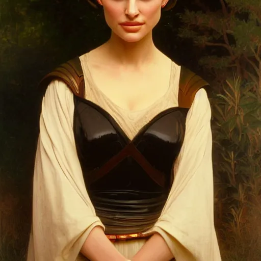 Image similar to Painting of Natalie Portman as Padme Amidala. Art by william adolphe bouguereau. During golden hour. Extremely detailed. Beautiful. 4K. Award winning.