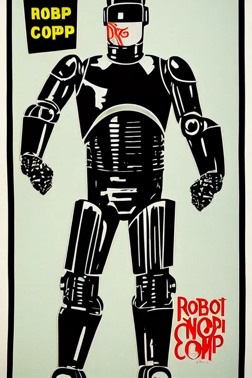 Image similar to RoboCop silkscreen poster by Andy Warhol