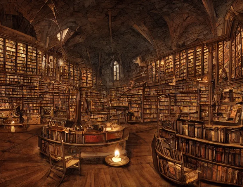 cluttered medieval library at night inside a | Stable Diffusion | OpenArt