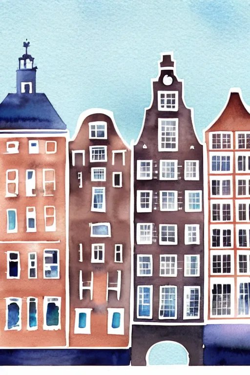 Image similar to minimalist watercolor art of amsterdam, illustration, vector art