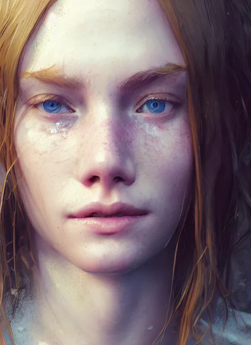 Image similar to Erin Moriarty, au naturel, hyper detailed, digital art, trending in artstation, cinematic lighting, studio quality, smooth render, unreal engine 5 rendered, octane rendered, art style by klimt and nixeu and ian sprigger and wlop and krenz cushart