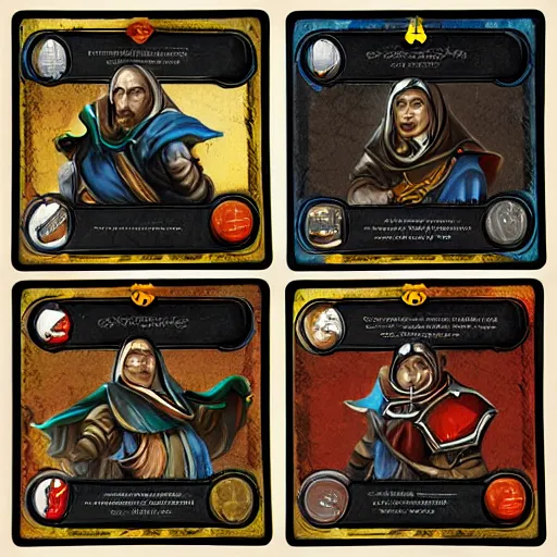 Prompt: template of a medieval card cars game. , card game , concept art, design, card , art station