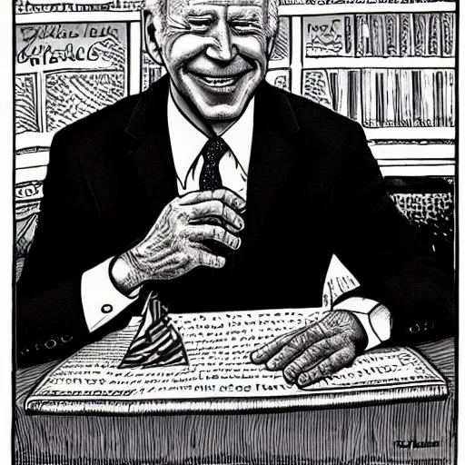 Image similar to Highly detailed caricature of Joe Biden by R. Crumb