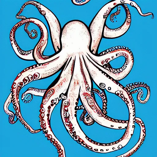 Image similar to “painted octopus, dotart, album art in the style of James Jean”