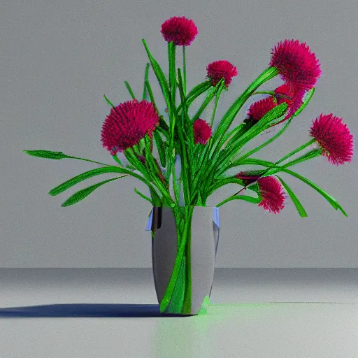 Image similar to cy twombly flowers as 3 d render, dof, tilt - shift, macro