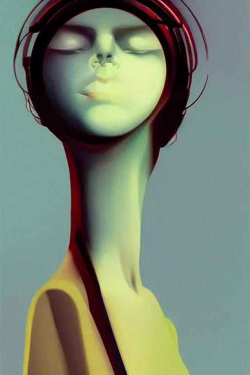 Image similar to woman wearing oculus and digital glitch head edward hopper and james gilleard, zdzislaw beksisnski, higly detailed